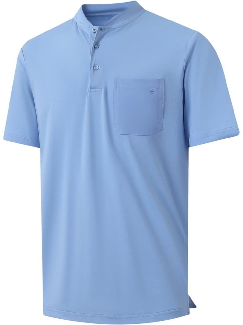 Mens Light Blue-add Dry Fit Henley Shirt Moisture Wicking Casual Performance Tee